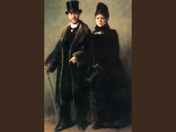 Heinrich Schliemann e sua moglie Sophia Engastromenos