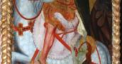 Retablo di San Martino: particolare della tavola sinistra, San Martino dona un pezzo del mantello al Cristo mendico